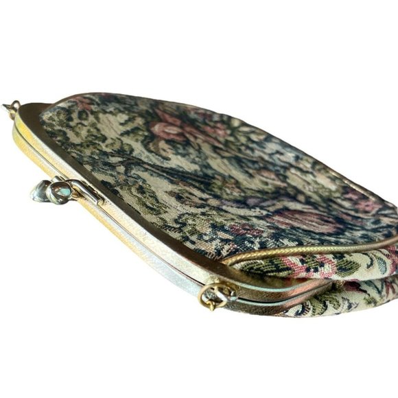 Vintage JR Miami Petite Point Tapestry Clutch Evening Bag Chain Handle 1950 - Picture 8 of 14